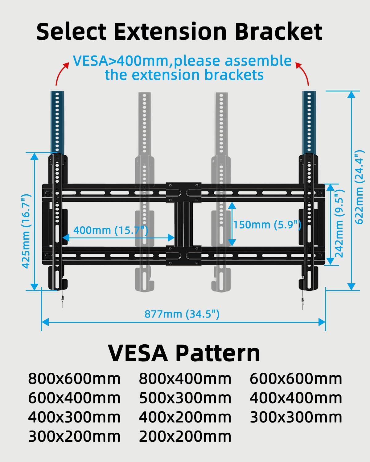 HOME VISION Fixed TV Wall Mount for Most 42"-100" Flat Curved TVs- 0.86'' Ultra Slim, Low Profile TV Mount Fits 8"-32" Studs, Heavy Duty Bracket Mounts for Large TVs, Max VESA 800X600mm, Up to 200lbs