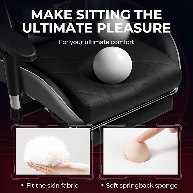 EXRACING Gaming Chair with 3D Adjustable Armrests, Cow Print Design, Ergonomic Office Chair with High Back, Computer Chair with Footrest,Comfy Diamond Stitching Sest, Game Chair for Adults