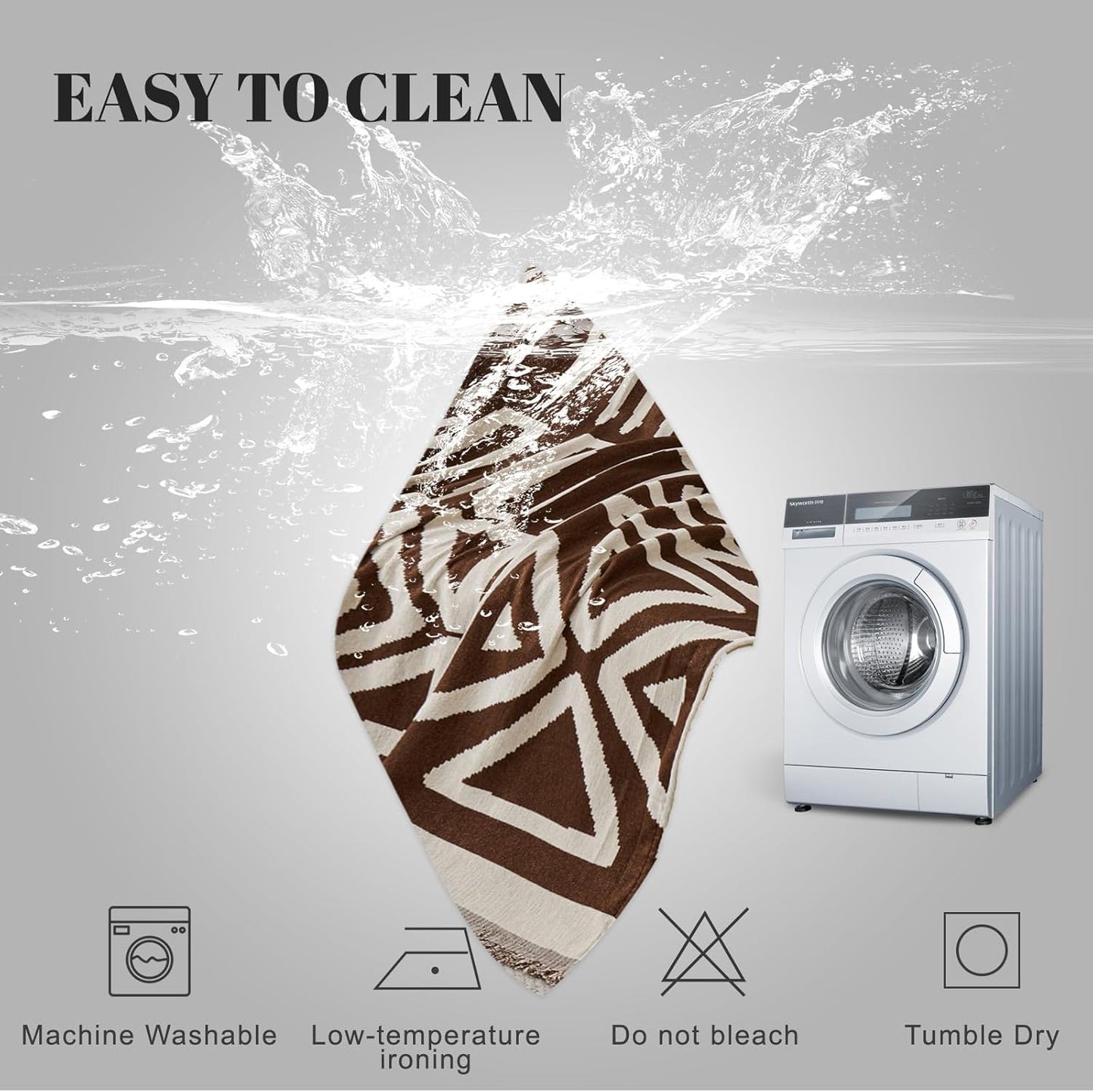 HANDONTIME Chocolate Boho Couch Cover Reversible Sofa Covers for 3 Cushion Couch Washable Couch Sofa Cover for Dogs Dark Couches Covers Chenille Sofa Protector Couch Covers for Sofa, 91" X134"