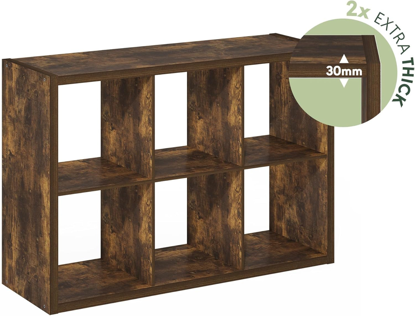 Furinno Cubicle Open Back Decorative Cube Storage Organizer, 6-Cube, Amber Pine