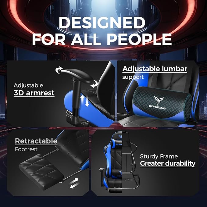 EXRACING Gaming Chair with 3D Adjustable Armrests, Cow Print Design, Ergonomic Office Chair with High Back, Computer Chair with Footrest,Comfy Diamond Stitching Sest, Game Chair for Adults