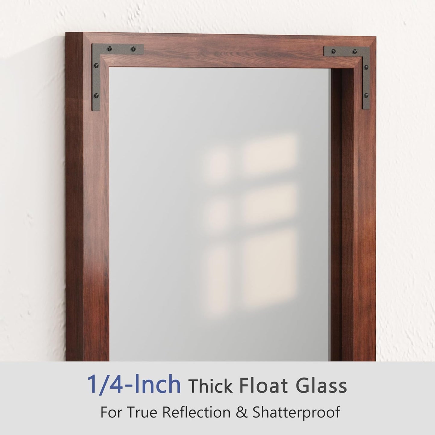 VocalStar Rustic Wood Framed Mirror 22 x 30 Inch, Natural Dark Brown Wooden Rectangle Bathroom Vanity Wall Mirror for Farmhouse Boho Decor, 1/4-inch Shatterproof Glass | Waterproof