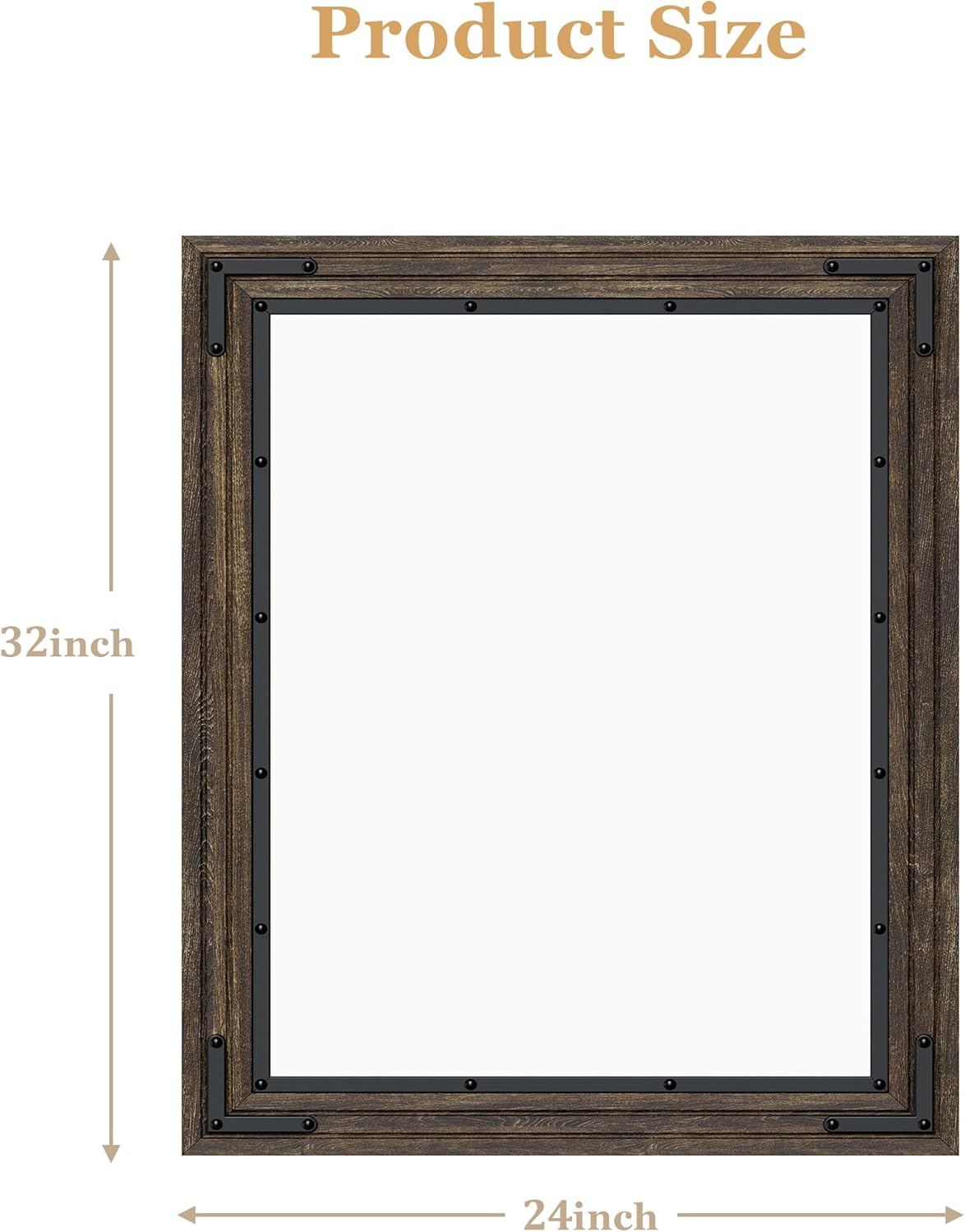 YOSHOOT Farmhouse Bathroom Mirror, Rustic Wood Mirror, Wooden Framed Vanity Mirror, Solid Wood & Handmade, Vertical or Horizontal Hanging for Bathroom Entryway Living Room Bedroom, 32" x 24", Brown