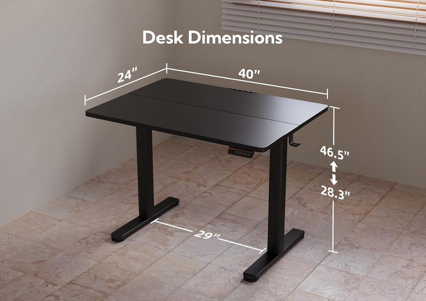YDN Electric Standing Desk, 40x24 Inch Adjustable Height Stand up Desk, Sit Stand Home Office with Splice Board, Black