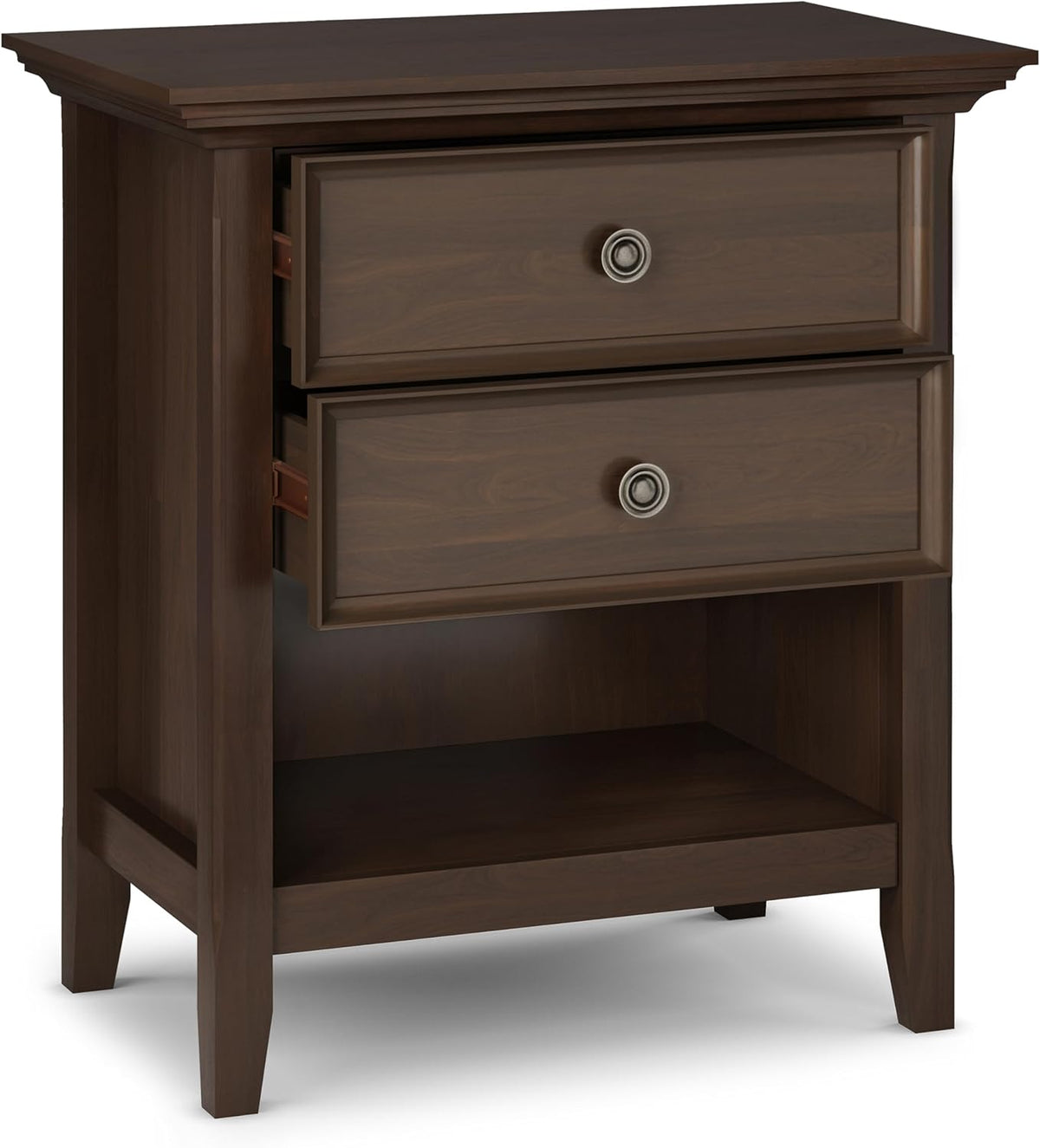 SIMPLIHOME Amherst Solid Wood 24 Inch Wide Traditional Bedside Nightstand Table in Natural Aged Brown, for The Living Room and Bedroom
