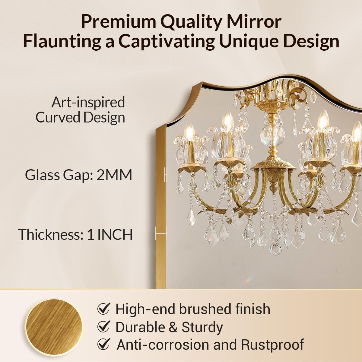 Gold Mirror for Bathroom, Gold Scalloped Bathroom Mirror, Vintage Vanity Mirror, Irregular Mirror in Stainless Steel, 22 x 30 Antique Brass Mirror, Wall Mounted Mirrors with Curved Edge
