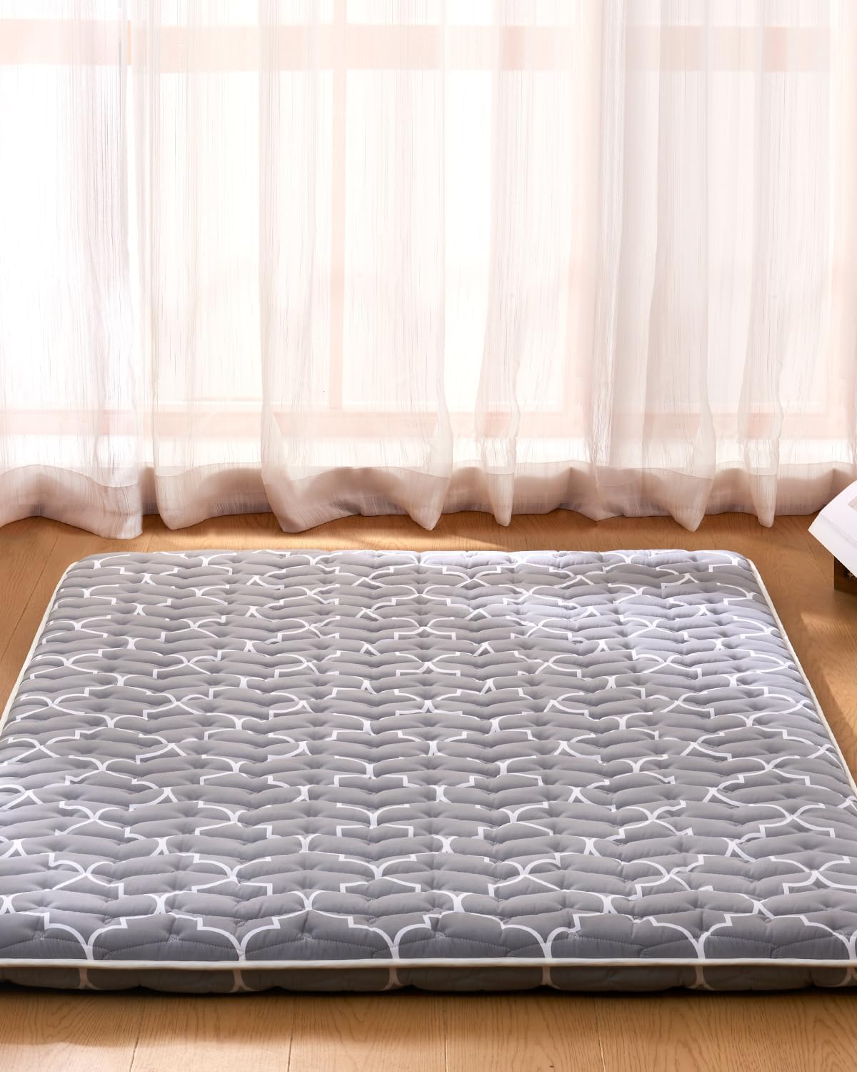 6th Generation Japanese Floor Futon Mattress - Extra-Thick 9-Layer Modern Futon with 100% High-Density Foam, Portable Floor Mattress Sleeping Pad for Adults, Guest Room, Dormitory, Full Size (54"X80")