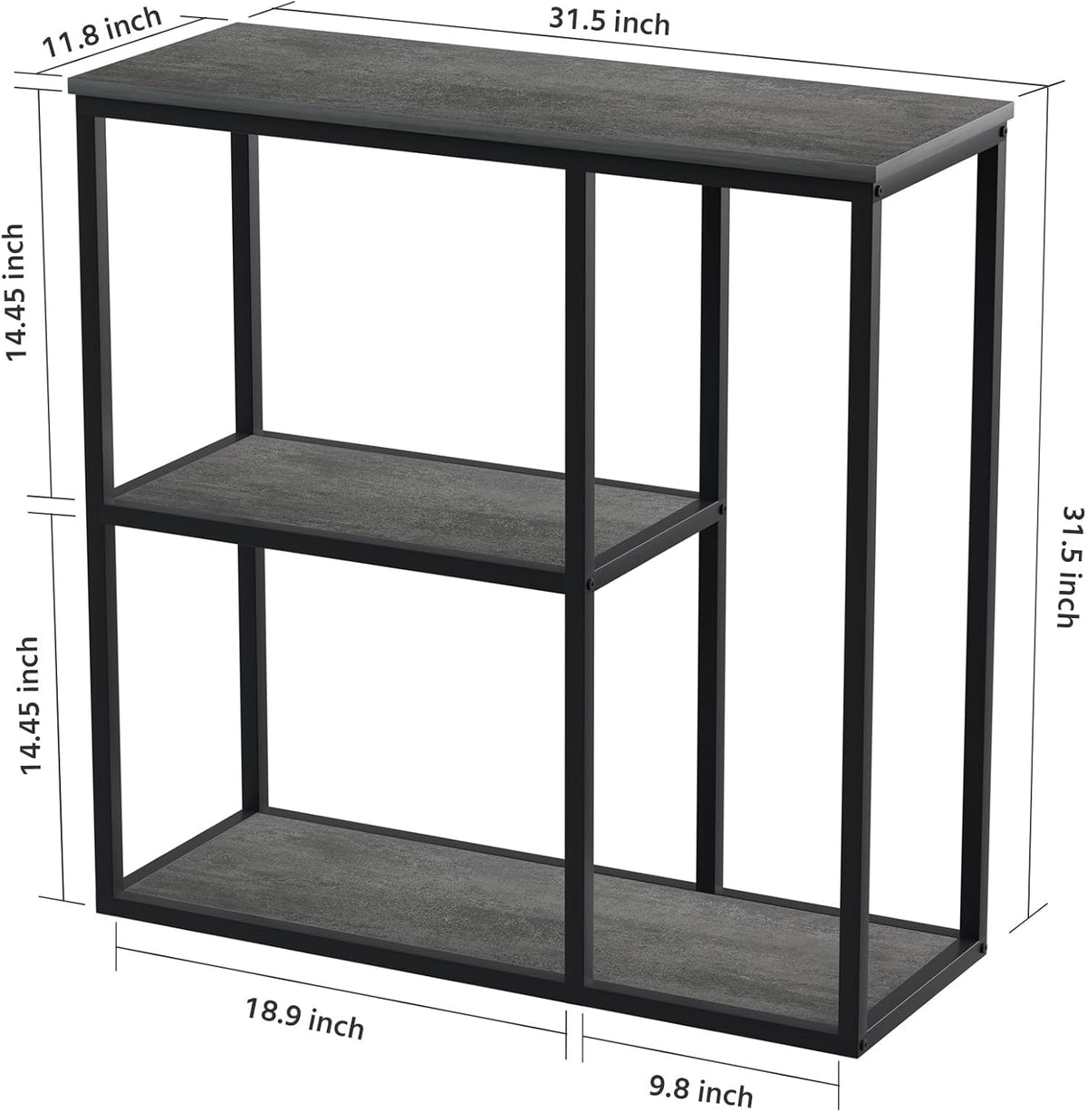 WOHOMO Console Table, 12 Inch Narrow Entryway Table with 3-Tier Storage Shelves 31.5 Inch Industrial Sofa Table Small Hallway Table for Living Room Grey