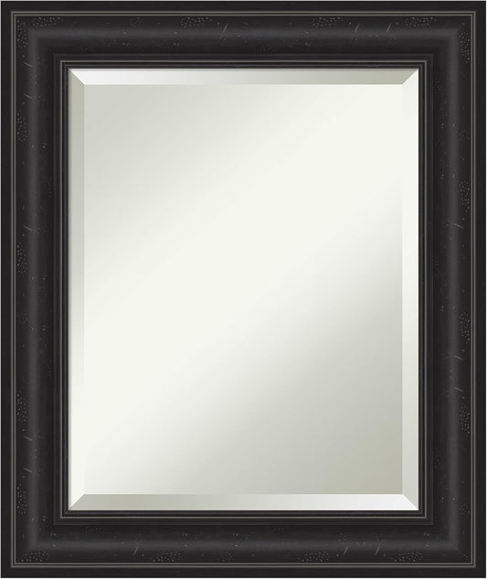 Amanti Art Black Bathroom Mirror for Over Sink, 26x22 Shipwreck Black Rectangle Vanity Mirror, Small Rustic Farmhouse Frame, Hangs Horizonally and Vertically, Bathroom Wall Decor, Beveled Edge