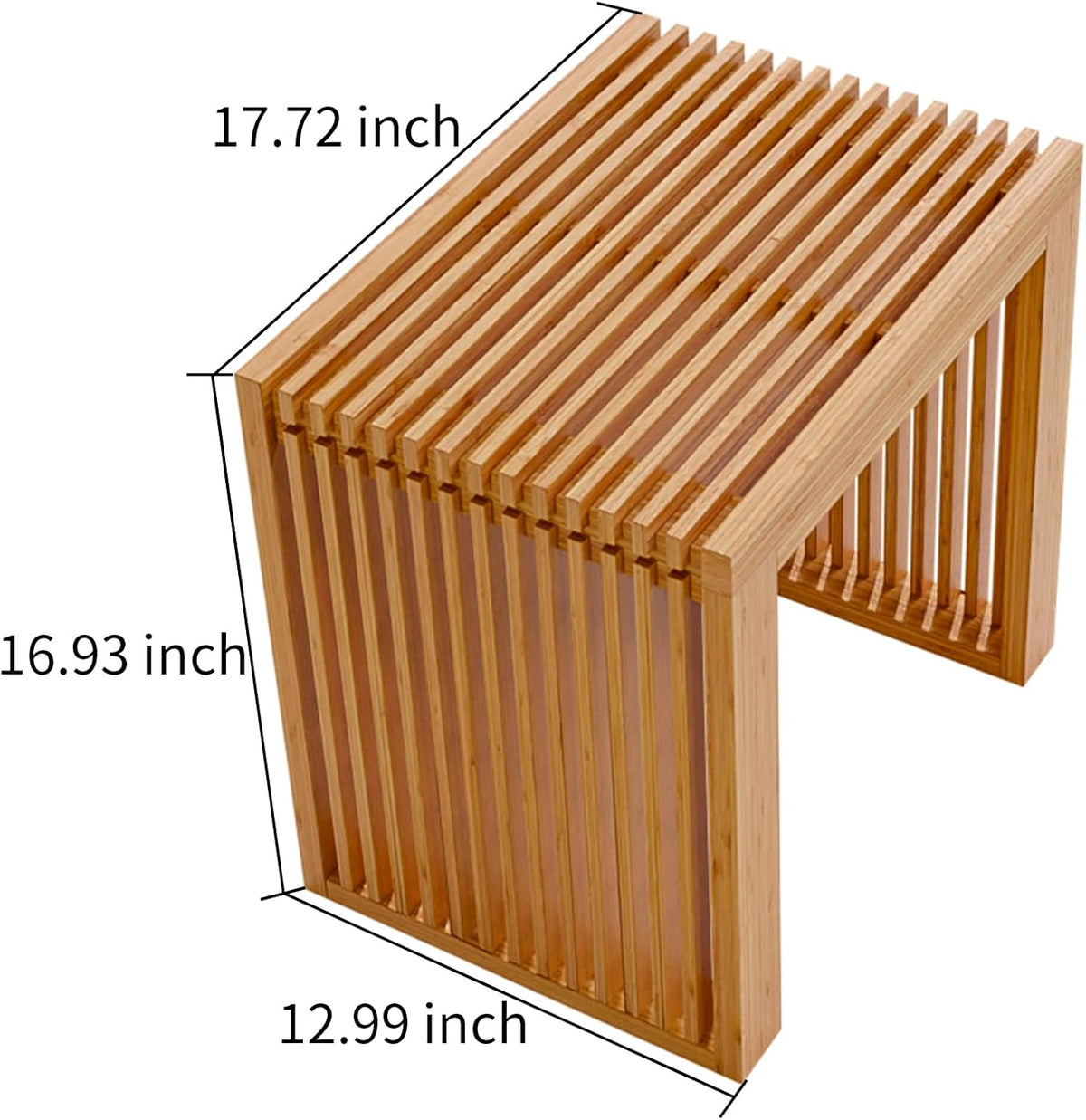 Bamboo Dining Bench Indoor Small Bench Entryway Shoe Rack Bench,Outdoor Modern Wood Benches 17 Inch for Living Room Hallway Bedroom Bathroom Nature Small
