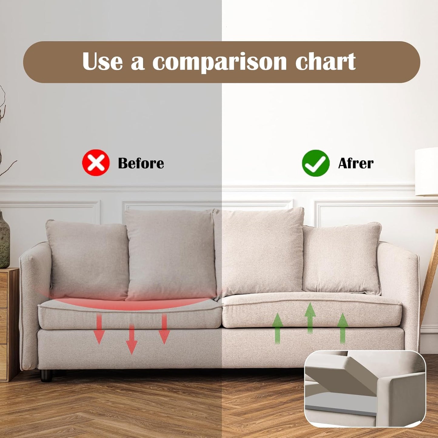 1 Pcs Couch Cushion Support for Sagging Cushion 20" x 20" 40D High Density Cushion Support Board Replacement Gray Sofa Cushion Support