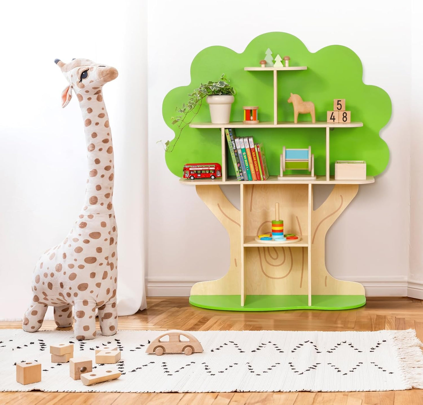 OOOK Kids Bookcase Tree Bookshelf for Kids Reading Nook, Montessori Book Shelf for Classroom, Kids Room, Playroom, Nursery