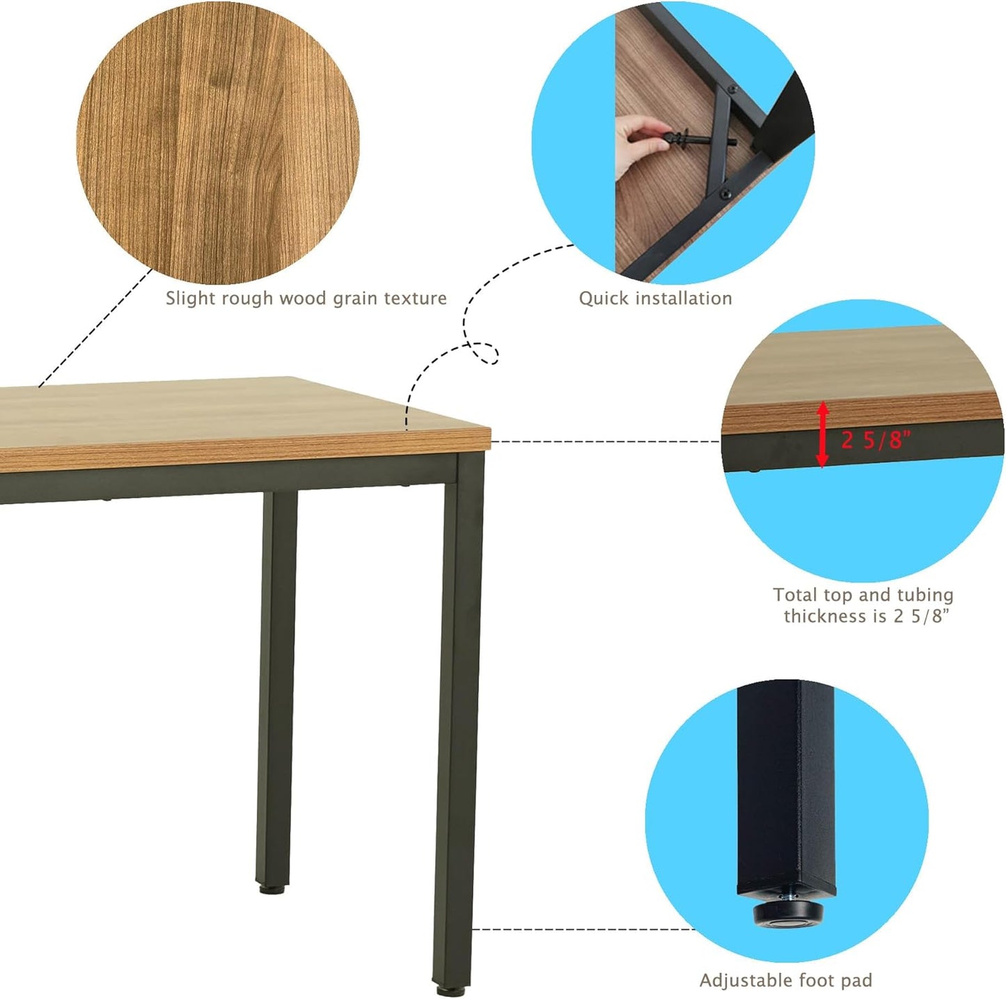 Modern 48 Inch Computer Desk for Home Office - Sleek and Sturdy, Ideal for Work and Study, Multi-Purpose Table for Writing, Dining, and Workstation, Suitable for Office and Home Office Use
