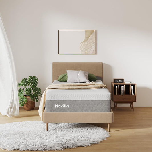 Novilla Twin XL Mattress, 12 Inch Gel Memory Foam XL Twin Mattress for Cool Night & Pressure Relief, Medium Plush Feel with Motion Isolating, Bliss