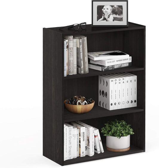 Furinno Pasir 3-Tier Open Shelf Bookcase, Espresso