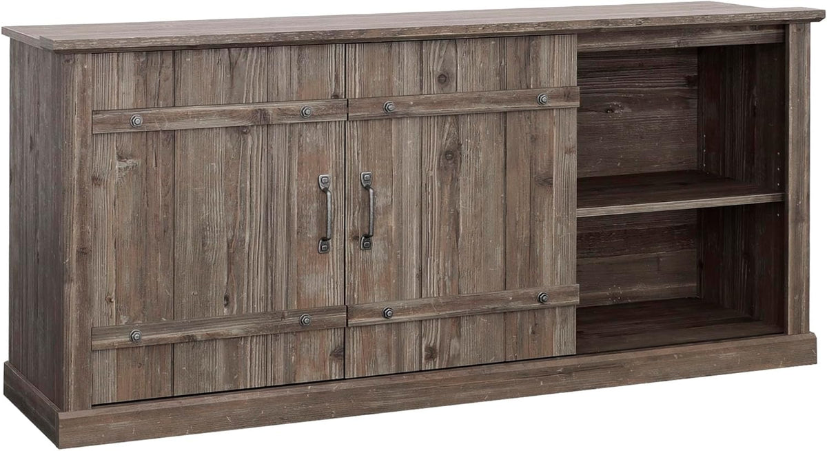 Sauder Entertainment Credenza, Pebble Pine Finish