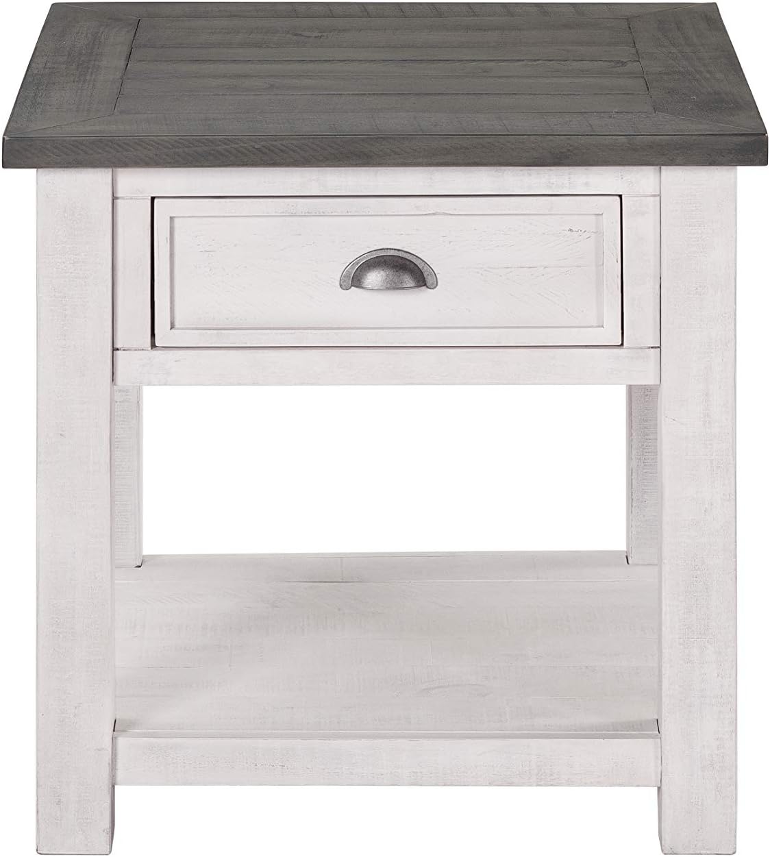 Martin Svensson Home Monterey Solid Wood End Table White with Grey Top