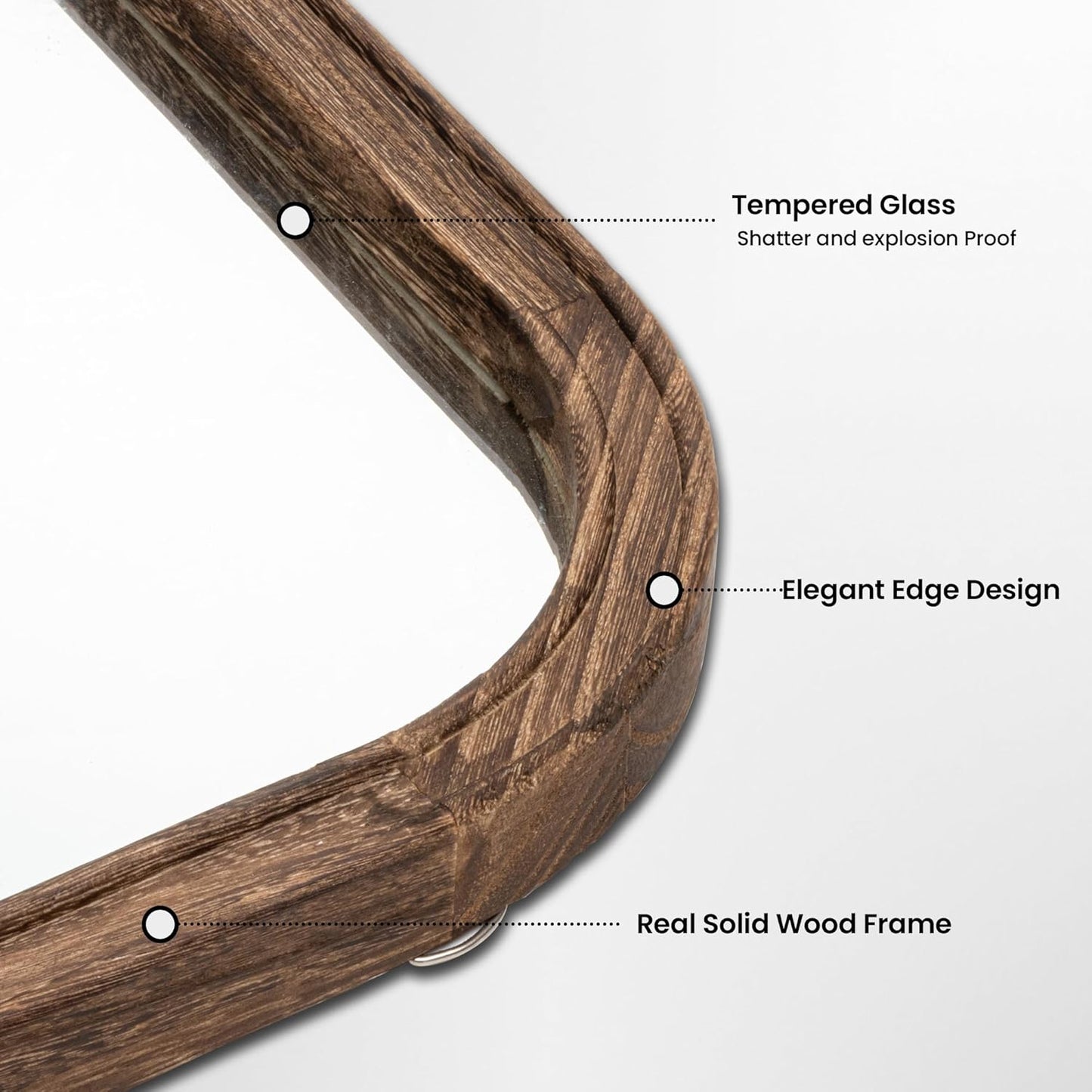 20"x30" Solid Wood Bathroom Mirror Arch Tempered Glass for Wall Mounted, Rustic Wood Frame Wall Mirror Decorative for Living Room Bedroom Vanity Mirror Entryway Mirror, Rustic Brown