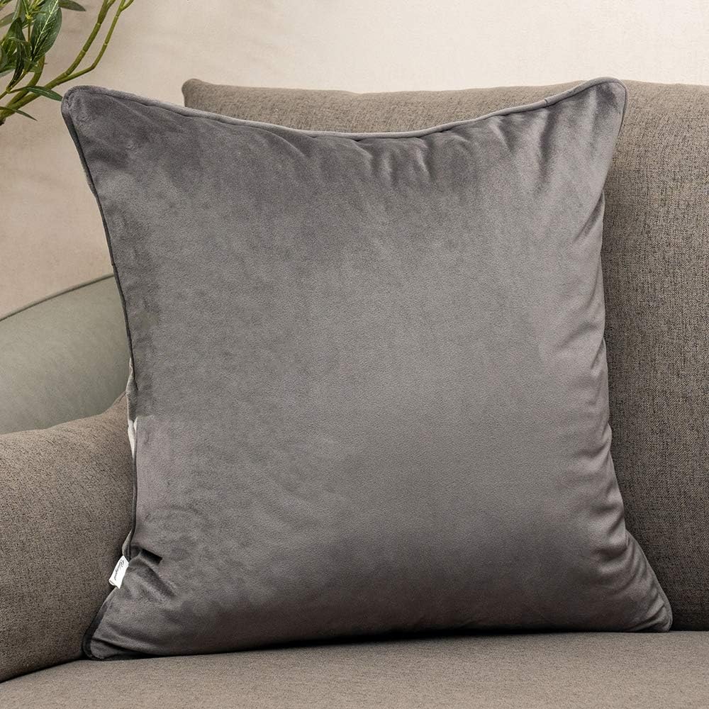 Yangest Silver Grey Square Throw Pillow Cover Wavy Velvet Cushion Cover Modern Zippered Pillowcase for Sofa Couch Bedroom Living Room Chair, 20 x 20 Inch