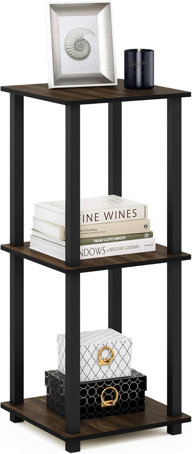 Furinno Simplistic Set of 2 End Table, Columbia Walnut/Black