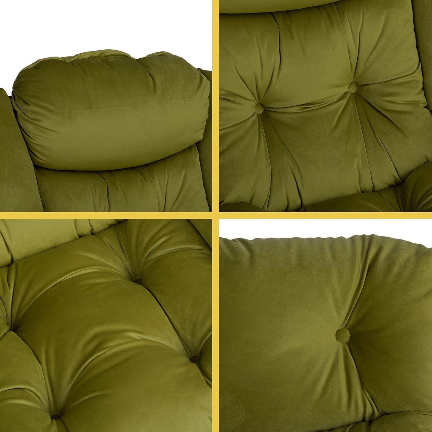 HollyHOME Modern Fabric Large Lazy Chair, Accent Oversized Comfy Reading Chair, Thick Padded Cozy Lounge Chair with Armrest, Steel Frame Leisure Sofa Chair for Living Room, Bedroom, Dorm, Army Green