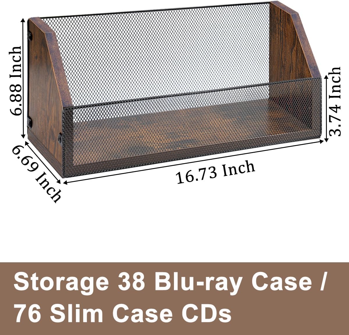 CD Storage Rack - CD Storage Case Holds 38 Full Case CDs, 76 Slim Case CDs, Desktop or Closet CD Stand, CD Display for Blu-Ray | Video Game Cases | Papers | Cards