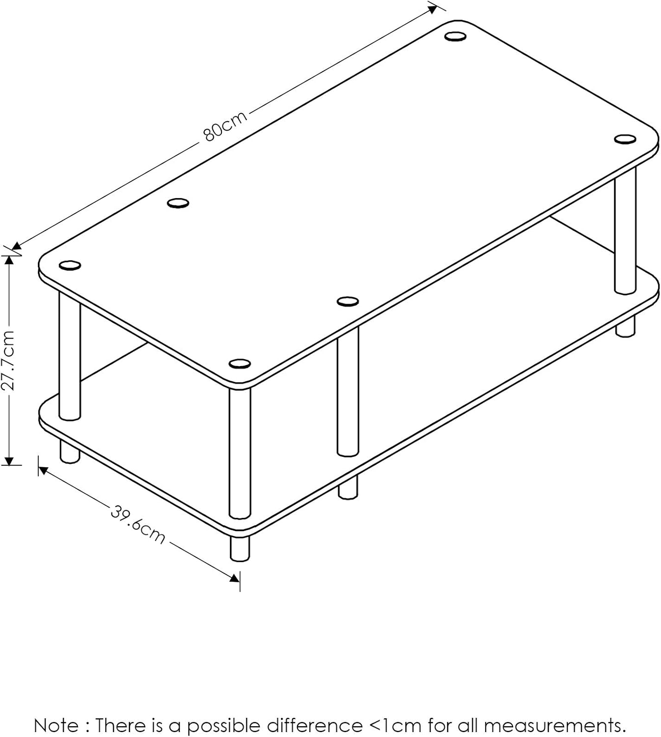Furinno Just No Tools Dark Cherry Mid Television Stand with Black Tube