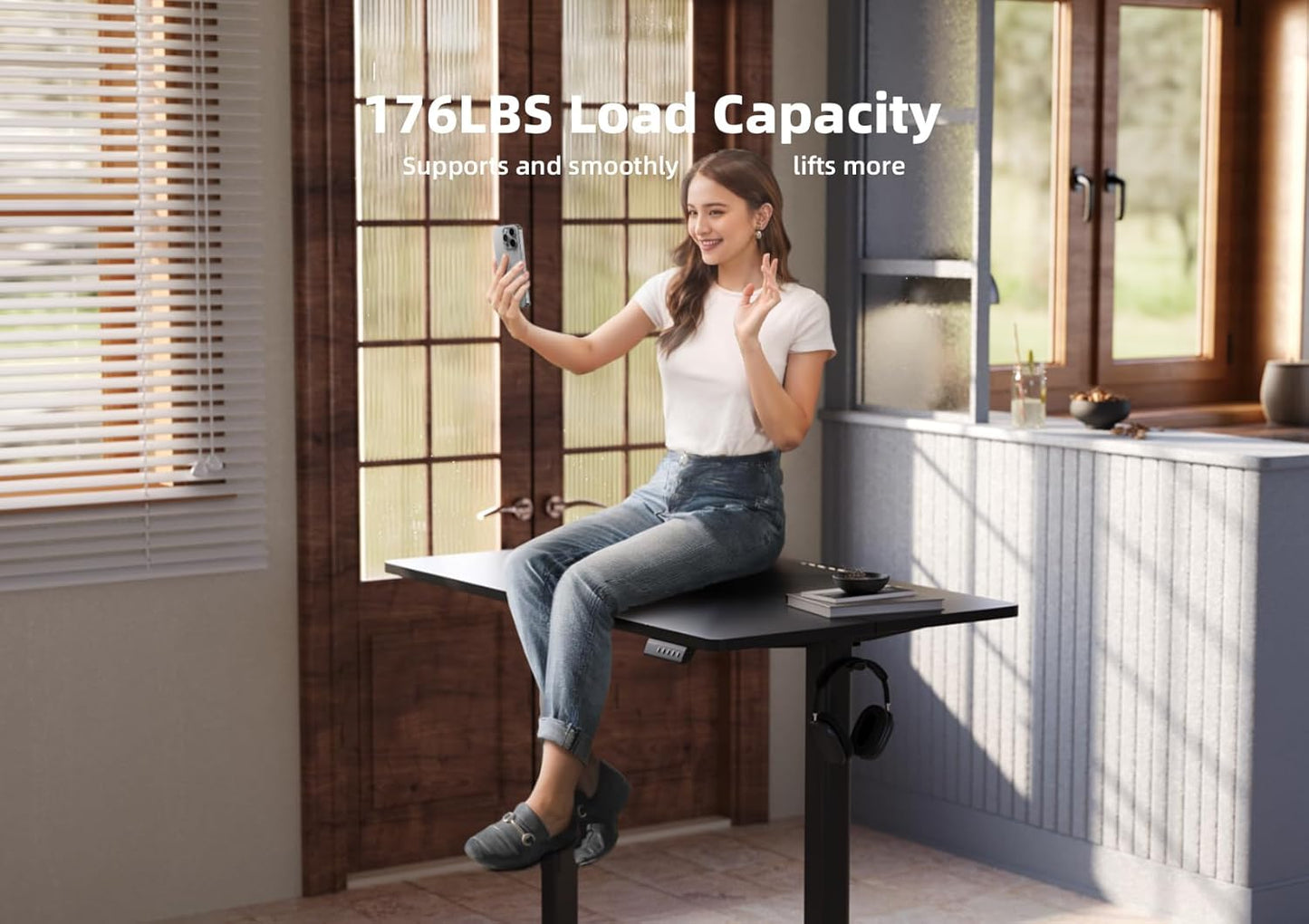 YDN Electric Standing Desk, 40x24 Inch Adjustable Height Stand up Desk, Sit Stand Home Office with Splice Board, Black