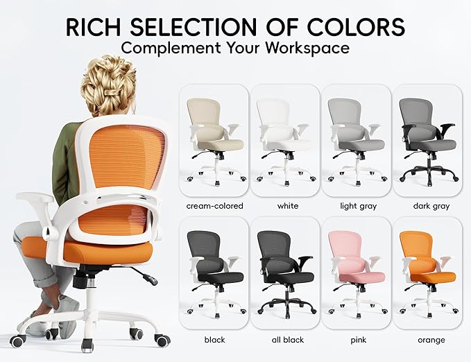 TRALT Office Chair - Ergonomic Office Chair with Back Support, Home Office Desk Chairs, 330lbs Wide Seat Big and Tall Office Chairs, Comfy Desk Chair for Work, Study, Office, Gaming (Orange)