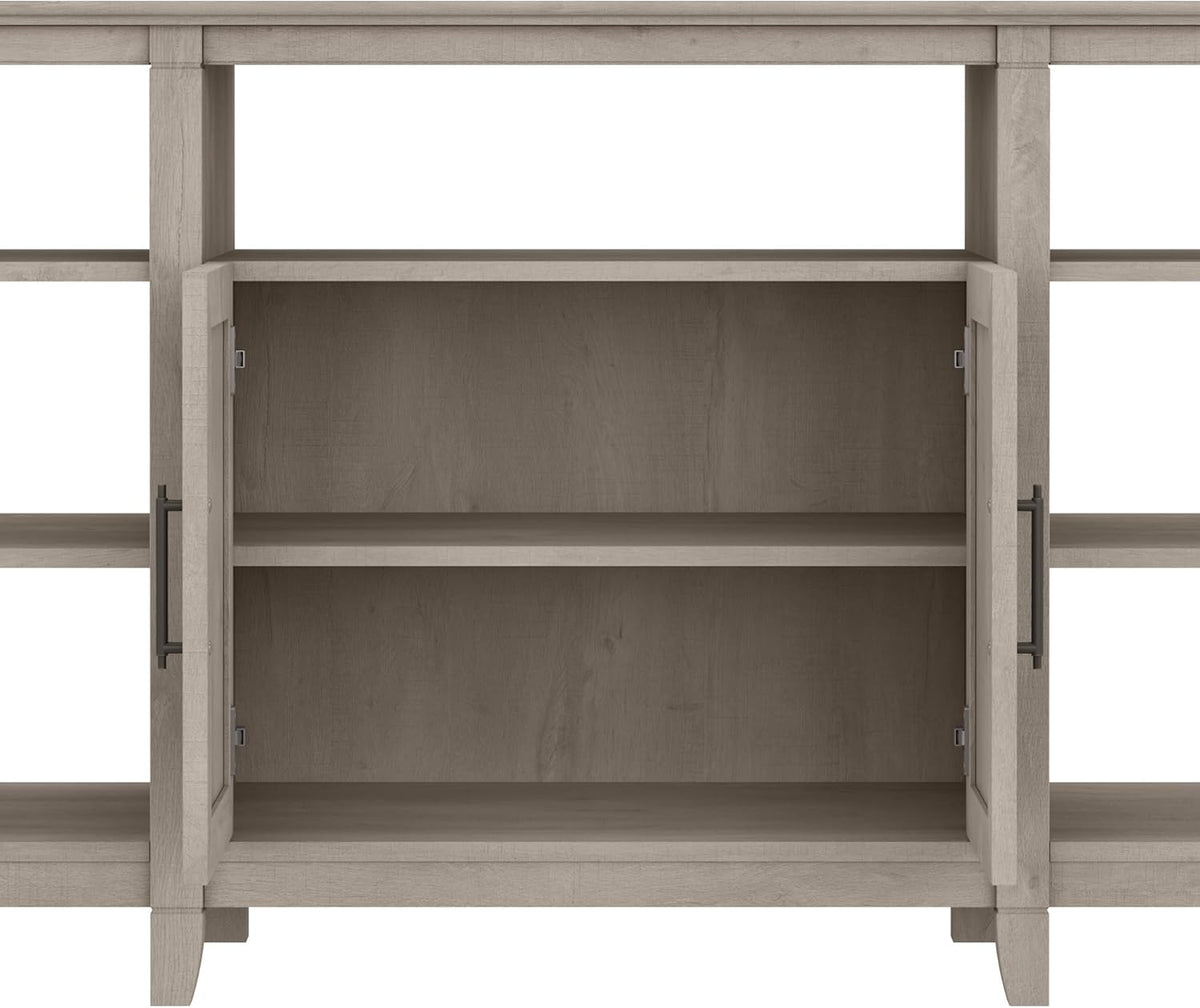 Bush Furniture Key West Tall TV Stand for 65 Inch TV in Washed Gray, Farmhouse Entertainment Center with Storage