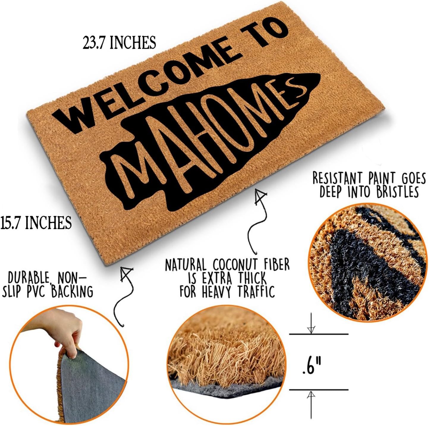 Funny Coir Doormat Welcome to Front Door Entryway Outdoor with Heavy Duty Porch Natural Coconut Brown House Warming Novelty Gift 23.7x15.7 Inch