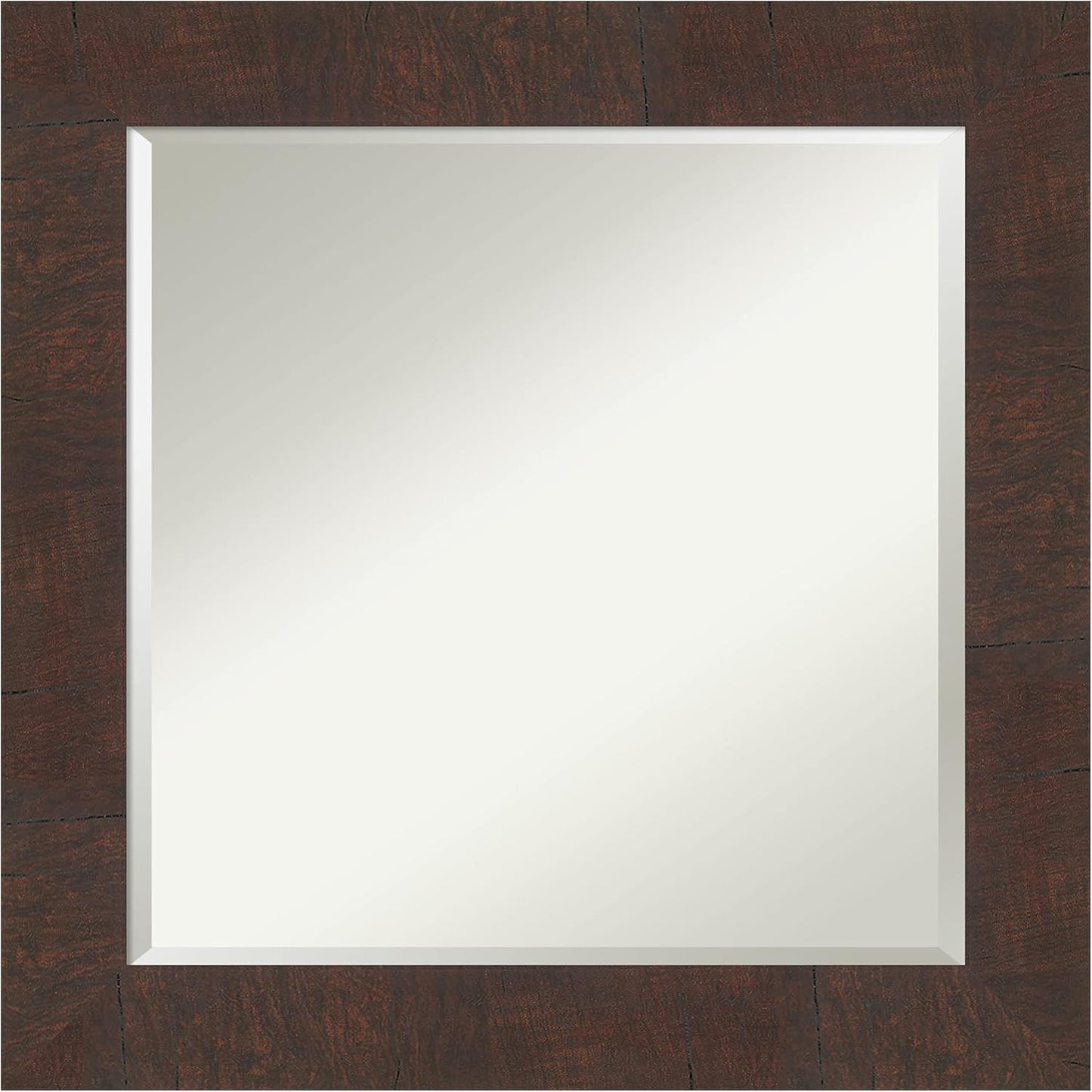 Amanti Art Brown Bathroom Mirror for Over Sink, 25x25 Wildwood Brown Square Vanity Mirror, Medium Rustic Farmhouse Frame, Hangs Horizonally and Vertically, Bathroom Wall Decor, Beveled Edge