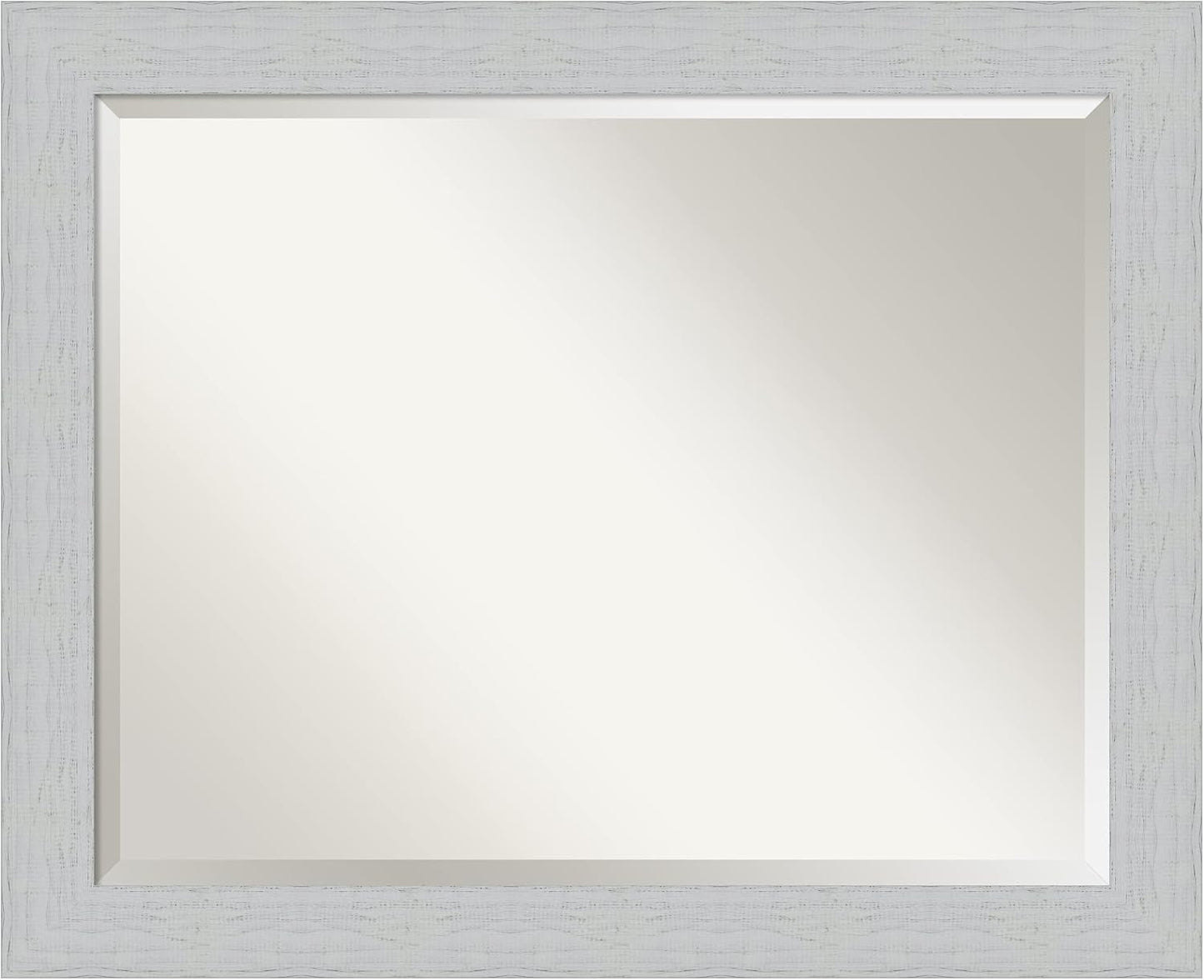 Amanti Art White Bathroom Mirror for Over Sink, 26x32 Shiplap White Rectangle Vanity Mirror, Large Coastal Wood Frame, Hangs Horizonally and Vertically, Bathroom Wall Decor, Beveled Edge from WI, USA