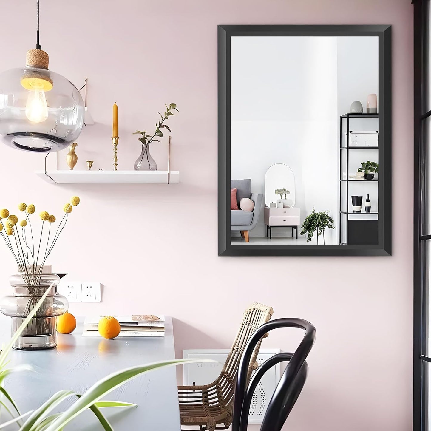 Amorho Black Bathroom Mirror, 24x36 Inch Thick Metal Framed Wall Mirrors for Over Sink, Bedroom, Living Room, Entryway, Rectangle Wall-Mounted Mirrors(Horizontal/Vertical).