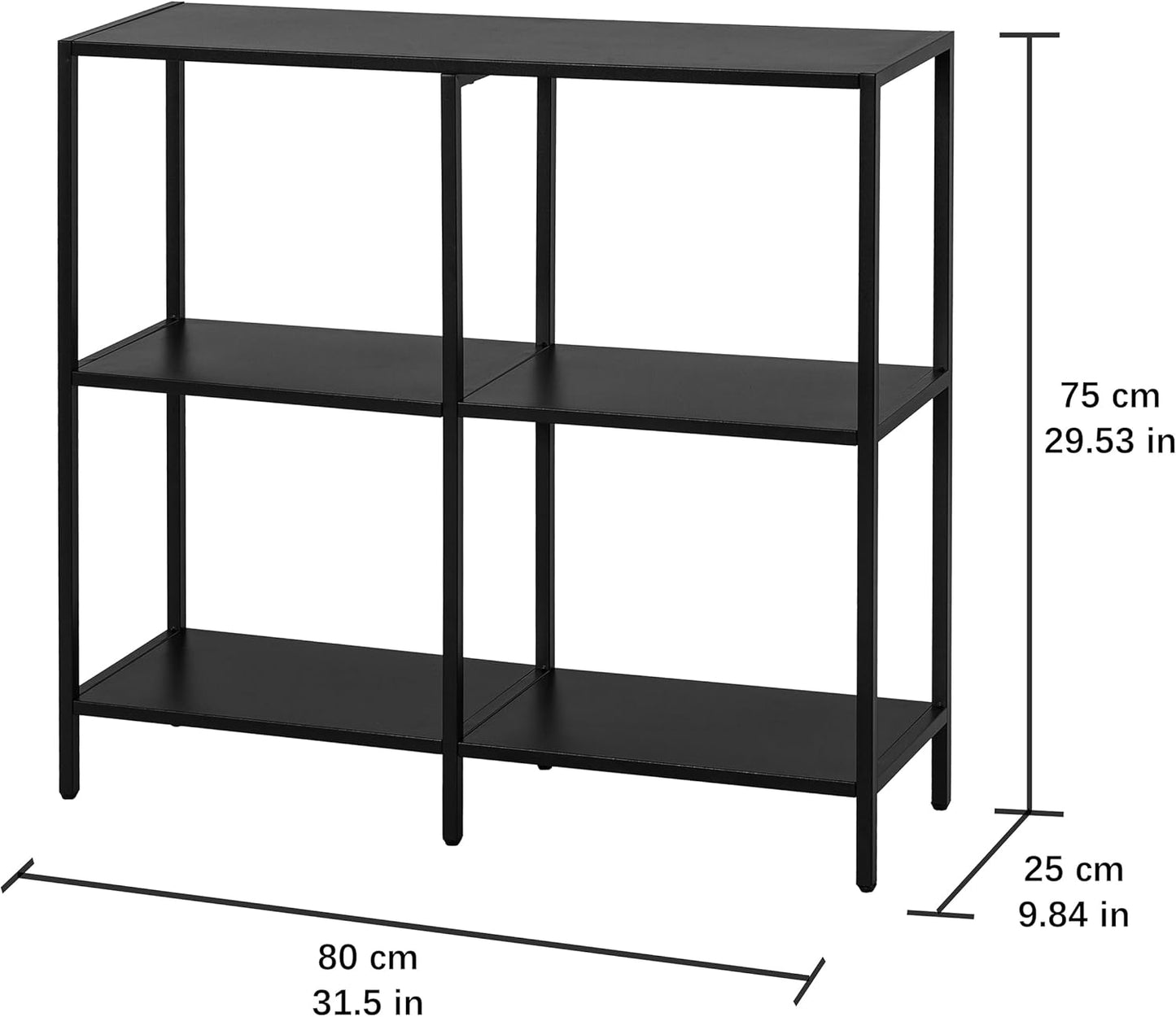 HDANI 31.5 Inch Metal Console Table with 3 Tier Strage Shelves,Narrow Entryway Table,Modern Sofa Tables for Entryway, Living Room,Bedroom,Black