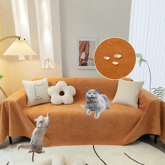 STACYPIK Waterproof Orange Couch Cover for Dogs, Washable Sofa Cover for 2 Cushion Couch, Anti-Cat Scratch Furniture Protector, Anti-Slip Pet Couch Protector,Tear Resistant Futon Cover-71X90IN