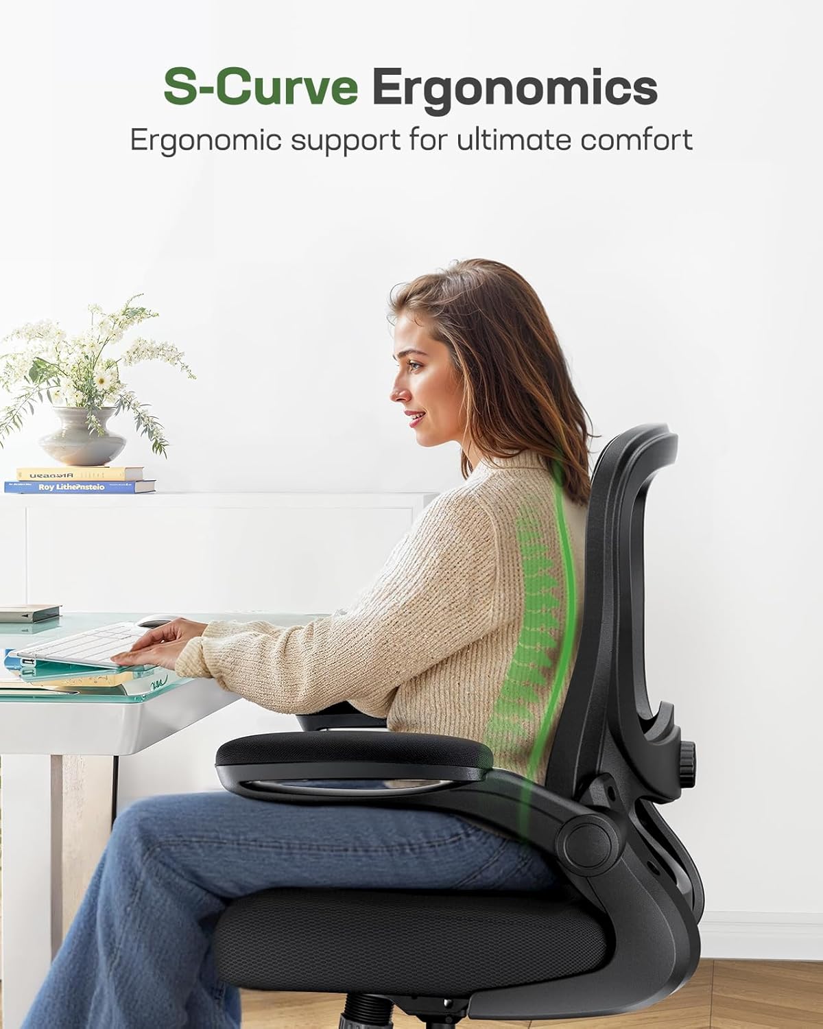 Marsail Office Chair Ergonomic Desk Chair with Adjustable Lumbar Support Breathable Mesh Computer Chair Executive Rolling Swivel Comfy Task Chair for Home Office Gaming