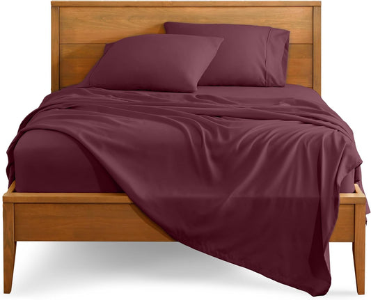 Bare Home King Sheet Set - Luxury 1800 Ultra-Soft Microfiber King Bed Sheets - Double Brushed - Deep Pockets - Easy Fit - 4 Piece Set - Bedding Sheets & Pillowcases (King, Burgundy)
