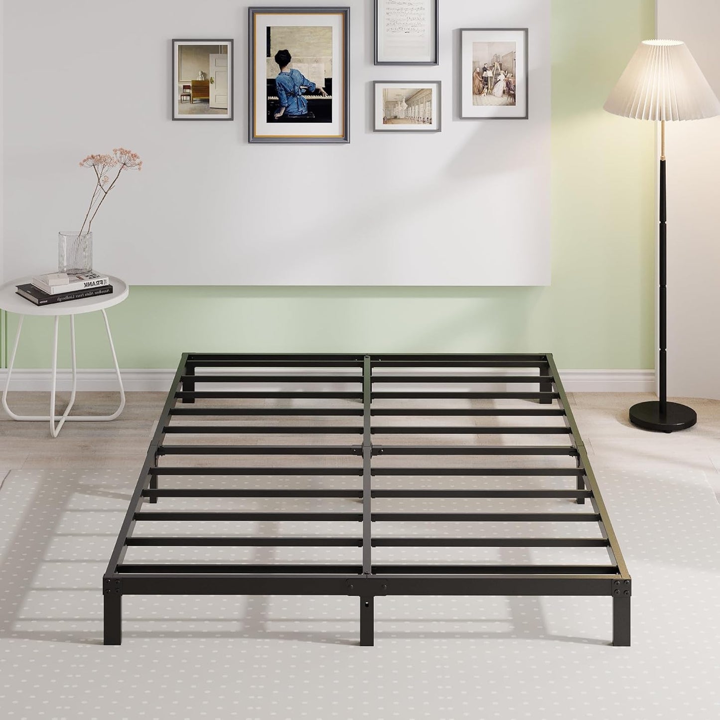 EMODA 6 Inch King Bed Frame No Box Spring Needed, Heavy Duty Metal Platform with Steel Slats, Noise Free, Easy Assembly, Black