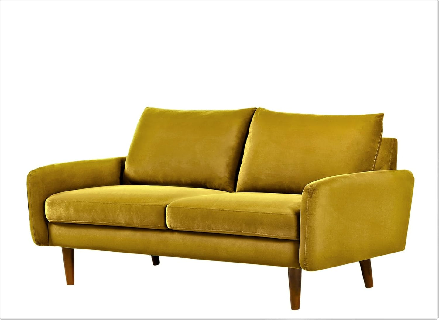 Container Furniture Direct Kent Velvet Loveseat Sofa for Modern Living Rooms and Compact Spaces, Comfy 2 Seater Couch Studio Apartment Furniture with Sleek Design, Greenish Yellow