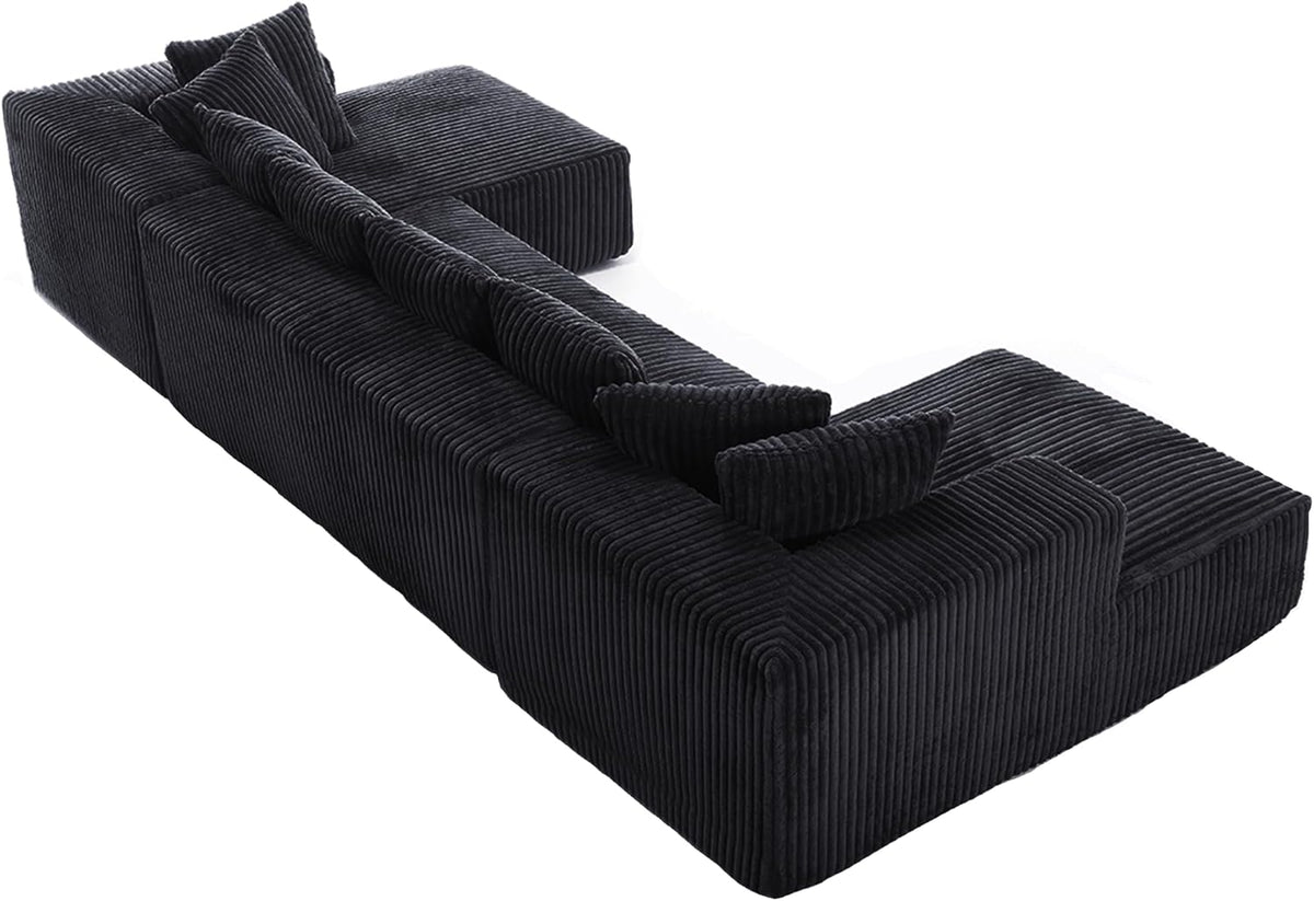 Eafurn Free Combination Cloud Boneless Modular Sectional Sofa with Chaise Lounge,Modern Minimalist Upholstered Couches, Oversized U Shaped Lounge Sofa Couch w/ 8 Pillows