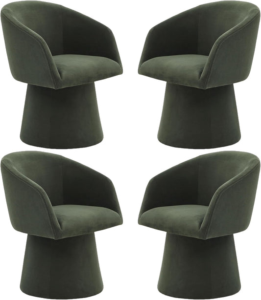 Swivel Dining Chairs Modern Accent Armchair Side Deskchair for Diningroom Vanity Bedroom Livingroom Reading Room,Green,4 Box