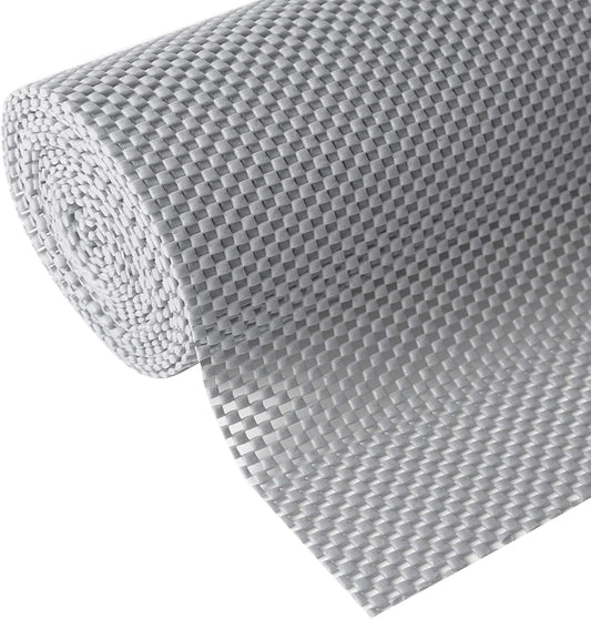 Shelf Drawer Liner Non-Adhesive with Non Slip Durable Strong Clean Size 17.7 Inches X 10 Feet Drawers, Shelves, Cabinets, Storage for Kitchen and Desks, Light Gray