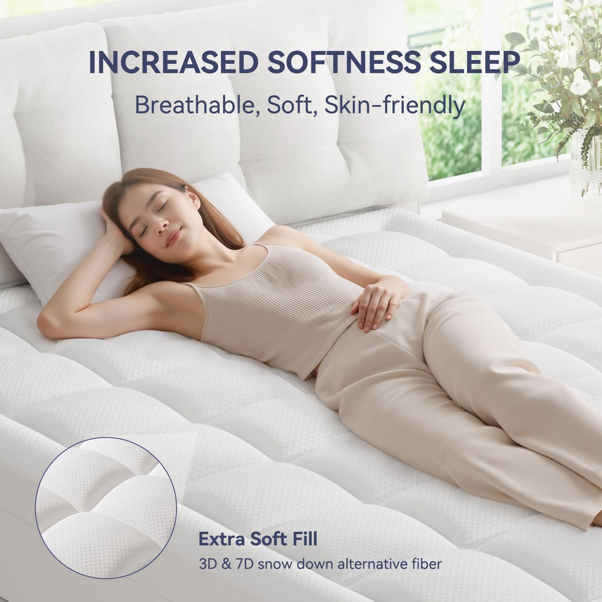 ELEMUSE Full XL Dual Layer 3 Inch Memory Foam Mattress Topper, 2 Inch Cooling Gel Memory Foam and 1 Inch Thick Soft Pillow Top Mattress Pad Cover for Back Pain Relief, Side Sleep Bed Topper