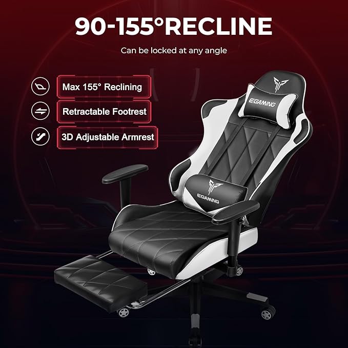 EXRACING Gaming Chair with 3D Adjustable Armrests, Cow Print Design, Ergonomic Office Chair with High Back, Computer Chair with Footrest,Comfy Diamond Stitching Sest, Game Chair for Adults