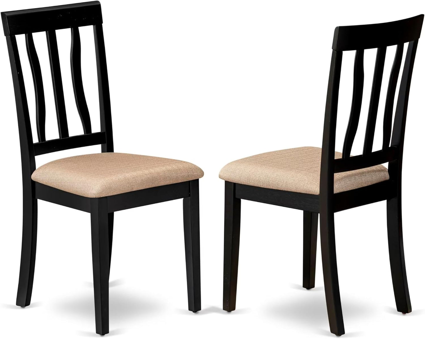 East West Furniture DLAN3-BCH-C 3 Piece Dining Room Table Set Contains a Round Kitchen Table with Dropleaf and 2 Linen Fabric Upholstered Dining Chairs, 42x42 Inch, Black & Cherry