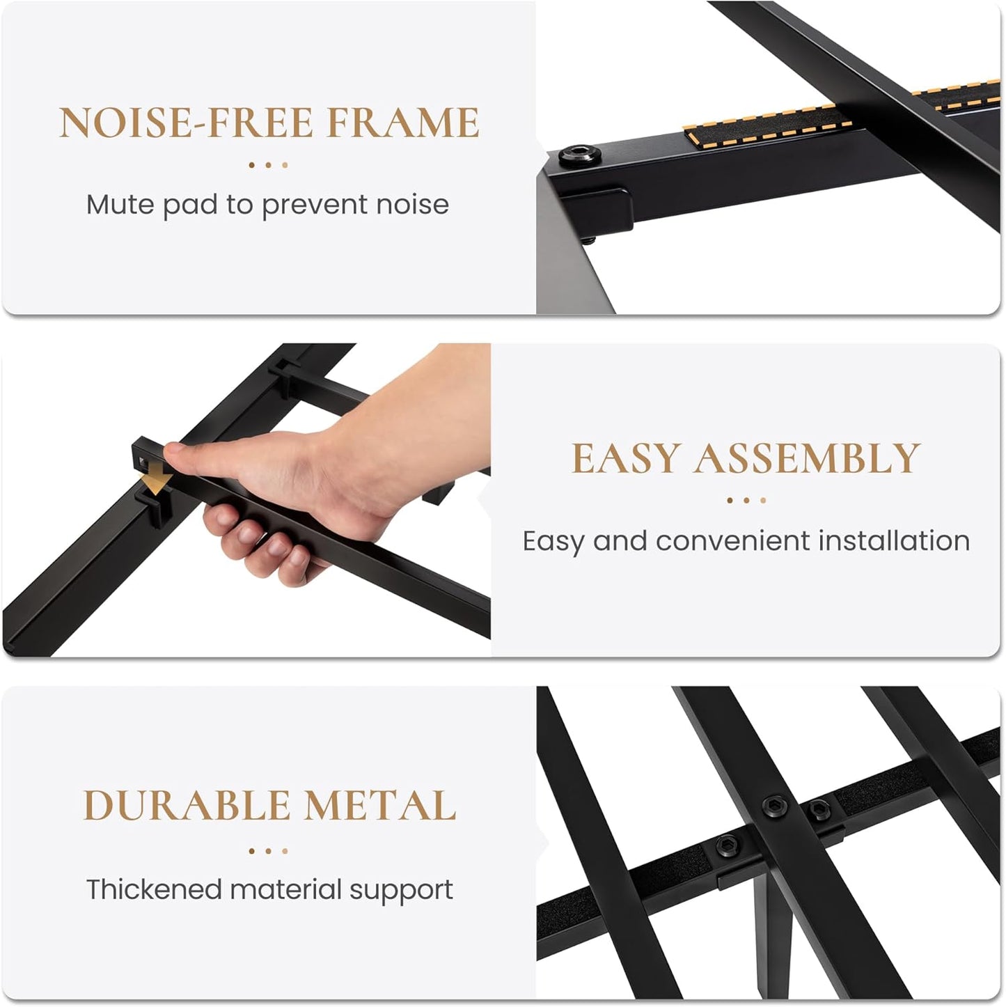 SHA CERLIN Twin Size Metal Platform Bed Frame with Victorian Style Wrought Iron-Art Headboard/Footboard, No Box Spring Required, Black