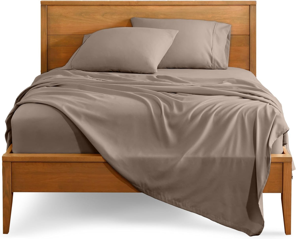 Bare Home Twin Sheet Set - 1800 Ultra-Soft Microfiber Bed Sheets - Double Brushed - Deep Pockets - Easy Fit - Extra Soft - 3 Piece Set - Bedding Sheets & Pillowcases (Twin, Taupe)