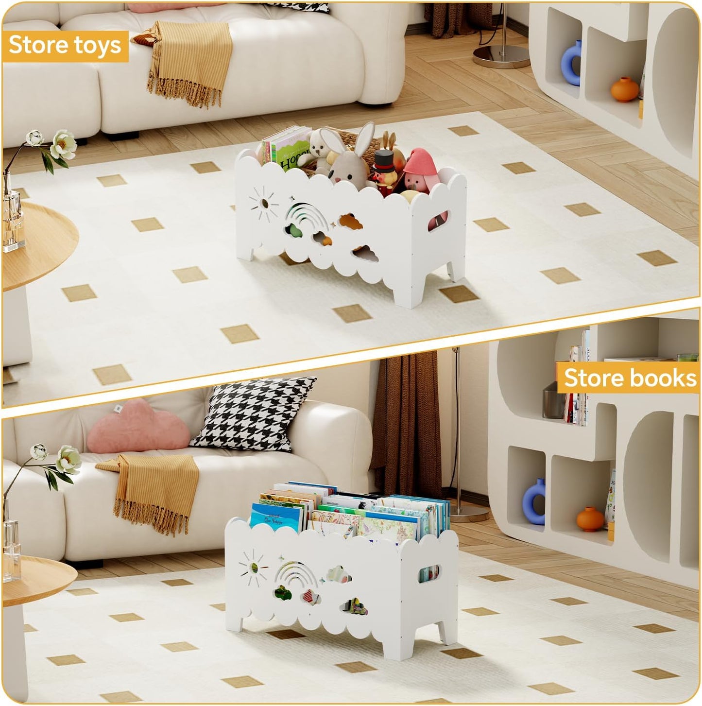 Wood Kids Bookshelf, Montessori Bookshelf, Suitable Kids Rooms, Nursery & Classroom, Kids Bookshelf and Toy Storage, Toddler Book Rack, Nursery Book Shelves, Kids Bookcase