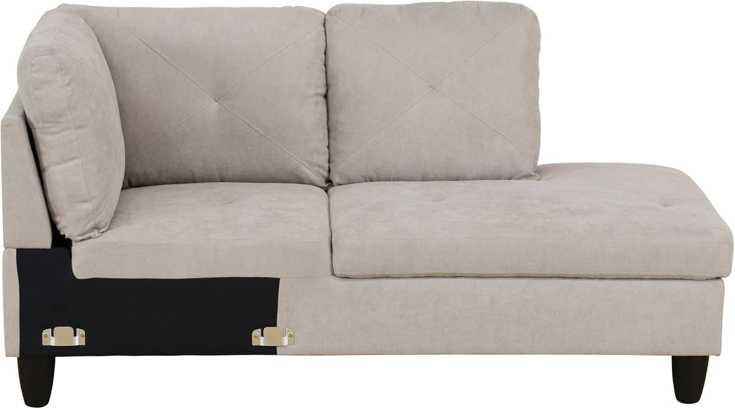 NicBex Sectional Couch 3 Pieces Sofa Set with Left Chaise Flannel L Shaped Cloud Couch for Living Room Furniture Sets with Storage Ottoman, Modular Sofa for Living Room & Apartment, Off-White